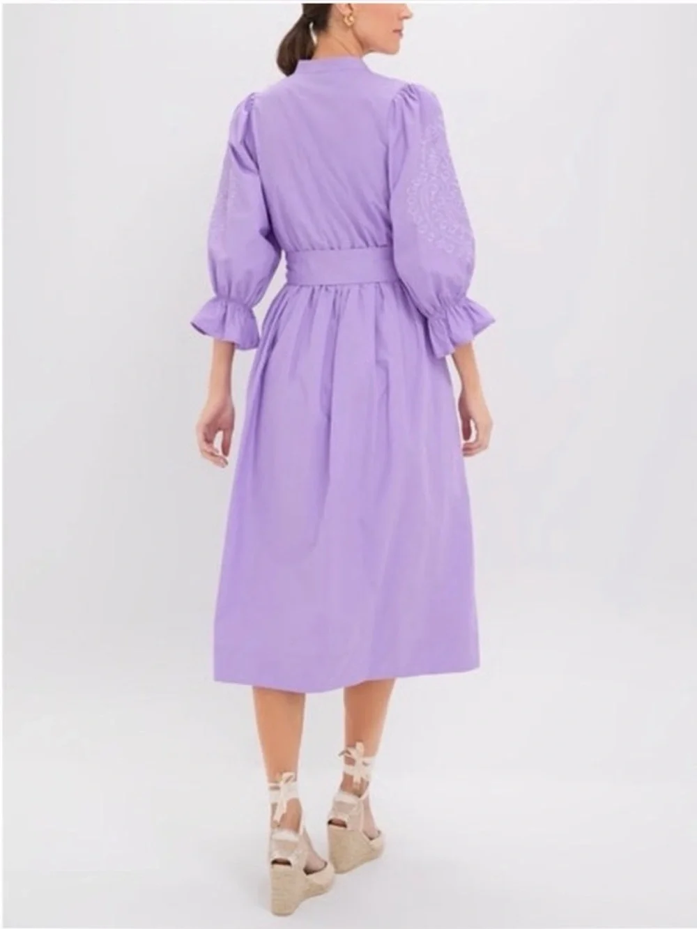 HYACINTH HOUSE Embroidery Dowling Midi Dress Lavender Size Medium NWT - Picture 6 of 7